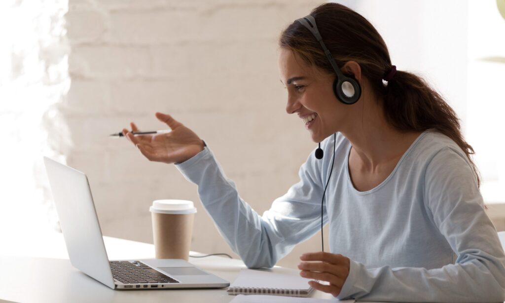 SEO consultant discussing search engine optimization strategies during a virtual meeting